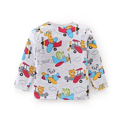 Babyhug Cotton Knit Full Sleeves Plane Printed Night Suit - Grey