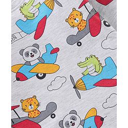 Babyhug Cotton Knit Full Sleeves Plane Printed Night Suit - Grey