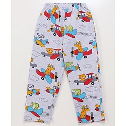 Babyhug Cotton Knit Full Sleeves Plane Printed Night Suit - Grey