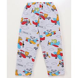 Babyhug Cotton Knit Full Sleeves Plane Printed Night Suit - Grey
