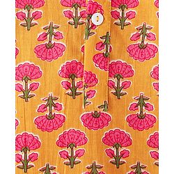 Babyhug 100% Cotton Woven Full Sleeves Floral Printed Kurta & Dhoti Set - Mustard Yellow