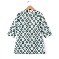 Babyhug 100% Cambric Full Sleeve Printed Kurta With Solid Dhoti Set - White