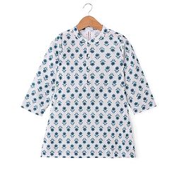 Babyhug 100% Cambric Full Sleeve Printed Dhoti Kurta Set - White