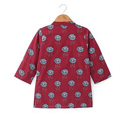 Babyhug 100% Cambric Full Sleeve Printed Kurta With Solid Dhoti Set - Maroon
