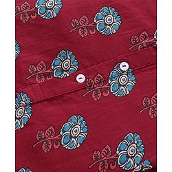 Babyhug 100% Cambric Full Sleeve Printed Kurta With Solid Dhoti Set - Maroon