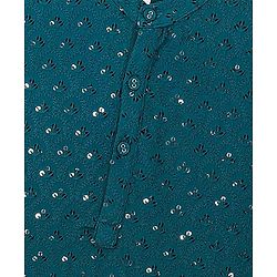 Babyhug Full Sleeves Sequined Embroidered Kurta with Pyjama Set - Teal Blue