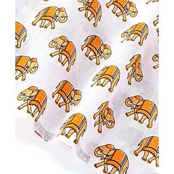 Babyhug 100% Cambric Full Sleeve Elephant Printed Kurta With Solid Dhoti Set - White