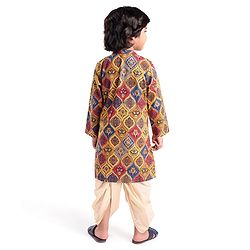 Babyhug 100% Cambric Full Sleeve Printed Kurta With Solid Dhoti Set - Multicolor