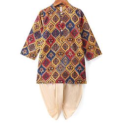 Babyhug 100% Cambric Full Sleeve Printed Kurta With Solid Dhoti Set - Multicolor
