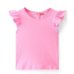 Babyhug Single Jersey Knit Butterfly Printed Frock with Short Sleeves Inner Tee - Blue & Pink