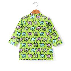 Babyhug Cotton Woven Full Sleeves Camel Printed Kurta Pyjama Set - Green