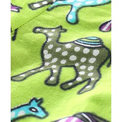 Babyhug Cotton Woven Full Sleeves Camel Printed Kurta Pyjama Set - Green