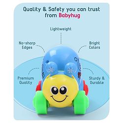 Babyhug Colorful Snail on Wheel Friction-Powered Toy|BPA-Free Plastic|Visual Sensory Development|Early Learning Motor Skills Enhancer |Ideal Gift|Age 3+|BIS|(Wheel Color May Vary)