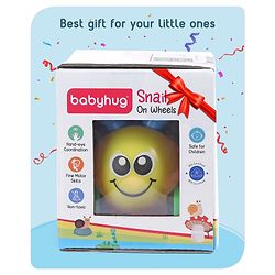 Babyhug Colorful Snail on Wheel Friction-Powered Toy|BPA-Free Plastic|Visual Sensory Development|Early Learning Motor Skills Enhancer |Ideal Gift|Age 3+|BIS|(Wheel Color May Vary)