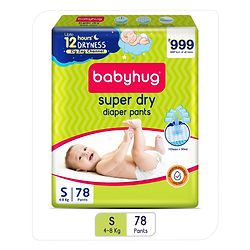 Babyhug Super Dry Pant Style Diapers Small (S) Size - 78 Pieces