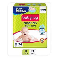 Babyhug Super Dry Pant Style Diaper Medium (M) Size - 74 Pieces