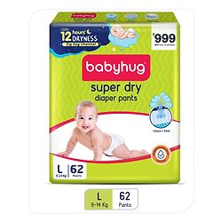 Babyhug Super Dry Pant Style Diaper Large L Size - 62 Pieces