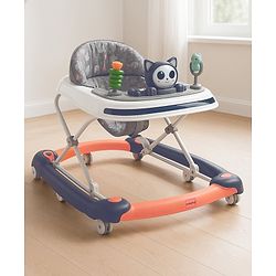Babyhug Bunny Face 2 In 1 Walker Cum Rocker With 3 Level Adjustable Height & Musical Play Tray With Light -Blue| Adjustable Soft Cushion Seat| Smooth Swivel Wheels| Removable Toy Tray| Compact Fold