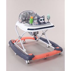 Babyhug Bunny Face 2 In 1 Walker Cum Rocker With 3 Level Adjustable Height & Musical Play Tray With Light -Blue| Adjustable Soft Cushion Seat| Smooth Swivel Wheels| Removable Toy Tray| Compact Fold
