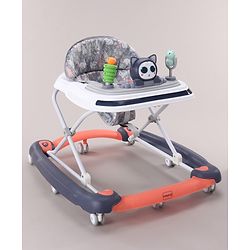 Babyhug Bunny Face 2 In 1 Walker Cum Rocker With 3 Level Adjustable Height & Musical Play Tray With Light -Blue| Adjustable Soft Cushion Seat| Smooth Swivel Wheels| Removable Toy Tray| Compact Fold