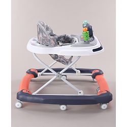 Babyhug Bunny Face 2 In 1 Walker Cum Rocker With 3 Level Adjustable Height & Musical Play Tray With Light -Blue| Adjustable Soft Cushion Seat| Smooth Swivel Wheels| Removable Toy Tray| Compact Fold
