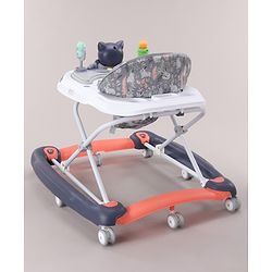 Babyhug Bunny Face 2 In 1 Walker Cum Rocker With 3 Level Adjustable Height & Musical Play Tray With Light -Blue| Adjustable Soft Cushion Seat| Smooth Swivel Wheels| Removable Toy Tray| Compact Fold