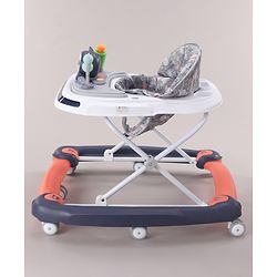 Babyhug Bunny Face 2 In 1 Walker Cum Rocker With 3 Level Adjustable Height & Musical Play Tray With Light -Blue| Adjustable Soft Cushion Seat| Smooth Swivel Wheels| Removable Toy Tray| Compact Fold