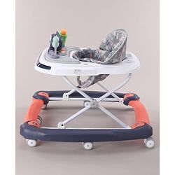 Babyhug Bunny Face 2 In 1 Walker Cum Rocker With 3 Level Adjustable Height & Musical Play Tray With Light -Blue| Adjustable Soft Cushion Seat| Smooth Swivel Wheels| Removable Toy Tray| Compact Fold