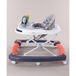 Babyhug Bunny Face 2 In 1 Walker Cum Rocker With 3 Level Adjustable Height & Musical Play Tray With Light -Blue| Adjustable Soft Cushion Seat| Smooth Swivel Wheels| Removable Toy Tray| Compact Fold