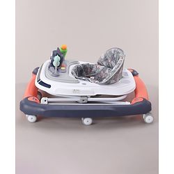Babyhug Bunny Face 2 In 1 Walker Cum Rocker With 3 Level Adjustable Height & Musical Play Tray With Light -Blue| Adjustable Soft Cushion Seat| Smooth Swivel Wheels| Removable Toy Tray| Compact Fold