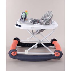 Babyhug Bunny Face 2 In 1 Walker Cum Rocker With 3 Level Adjustable Height & Musical Play Tray With Light -Blue| Adjustable Soft Cushion Seat| Smooth Swivel Wheels| Removable Toy Tray| Compact Fold
