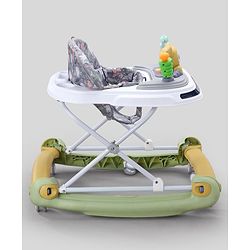 Babyhug Bunny Face 2 In 1 Walker Cum Rocker With 3 Level Adjustable Height & Musical Play Tray With Light -Blue| Adjustable Soft Cushion Seat| Smooth Swivel Wheels| Removable Toy Tray| Compact Fold