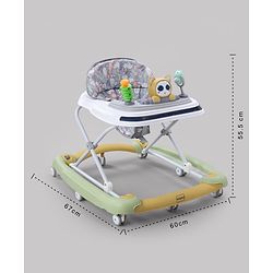 Babyhug Bunny Face 2 In 1 Walker Cum Rocker With 3 Level Adjustable Height & Musical Play Tray With Light -Blue| Adjustable Soft Cushion Seat| Smooth Swivel Wheels| Removable Toy Tray| Compact Fold