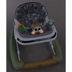 Babyhug Bunny Face 2 In 1 Walker Cum Rocker With 3 Level Adjustable Height & Musical Play Tray With Light -Blue| Adjustable Soft Cushion Seat| Smooth Swivel Wheels| Removable Toy Tray| Compact Fold
