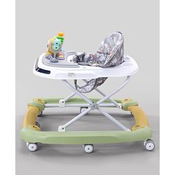 Babyhug Bunny Face 2 In 1 Walker Cum Rocker With 3 Level Adjustable Height & Musical Play Tray With Light -Blue| Adjustable Soft Cushion Seat| Smooth Swivel Wheels| Removable Toy Tray| Compact Fold