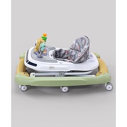 Babyhug Bunny Face 2 In 1 Walker Cum Rocker With 3 Level Adjustable Height & Musical Play Tray With Light -Blue| Adjustable Soft Cushion Seat| Smooth Swivel Wheels| Removable Toy Tray| Compact Fold