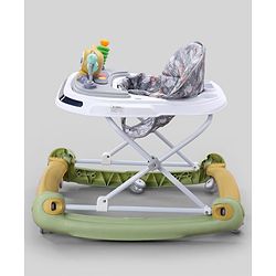 Babyhug Bunny Face 2 In 1 Walker Cum Rocker With 3 Level Adjustable Height & Musical Play Tray With Light -Blue| Adjustable Soft Cushion Seat| Smooth Swivel Wheels| Removable Toy Tray| Compact Fold
