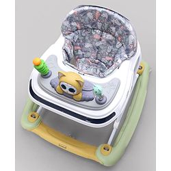 Babyhug Bunny Face 2 In 1 Walker Cum Rocker With 3 Level Adjustable Height & Musical Play Tray With Light -Blue| Adjustable Soft Cushion Seat| Smooth Swivel Wheels| Removable Toy Tray| Compact Fold