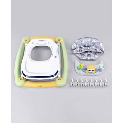 Babyhug Bunny Face 2 In 1 Walker Cum Rocker With 3 Level Adjustable Height & Musical Play Tray With Light -Blue| Adjustable Soft Cushion Seat| Smooth Swivel Wheels| Removable Toy Tray| Compact Fold