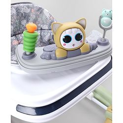 Babyhug Bunny Face 2 In 1 Walker Cum Rocker With 3 Level Adjustable Height & Musical Play Tray With Light -Blue| Adjustable Soft Cushion Seat| Smooth Swivel Wheels| Removable Toy Tray| Compact Fold