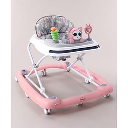 Babyhug Bunny Face 2 In 1 Walker Cum Rocker With 3 Level Adjustable Height & Musical Play Tray With Light -Blue| Adjustable Soft Cushion Seat| Smooth Swivel Wheels| Removable Toy Tray| Compact Fold