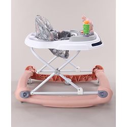 Babyhug Bunny Face 2 In 1 Walker Cum Rocker With 3 Level Adjustable Height & Musical Play Tray With Light -Blue| Adjustable Soft Cushion Seat| Smooth Swivel Wheels| Removable Toy Tray| Compact Fold