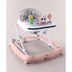 Babyhug Bunny Face 2 In 1 Walker Cum Rocker With 3 Level Adjustable Height & Musical Play Tray With Light -Blue| Adjustable Soft Cushion Seat| Smooth Swivel Wheels| Removable Toy Tray| Compact Fold