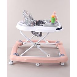 Babyhug Bunny Face 2 In 1 Walker Cum Rocker With 3 Level Adjustable Height & Musical Play Tray With Light -Blue| Adjustable Soft Cushion Seat| Smooth Swivel Wheels| Removable Toy Tray| Compact Fold