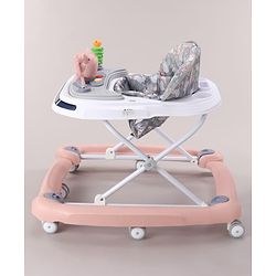 Babyhug Bunny Face 2 In 1 Walker Cum Rocker With 3 Level Adjustable Height & Musical Play Tray With Light -Blue| Adjustable Soft Cushion Seat| Smooth Swivel Wheels| Removable Toy Tray| Compact Fold