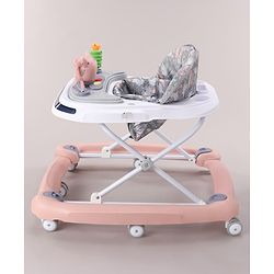 Babyhug Bunny Face 2 In 1 Walker Cum Rocker With 3 Level Adjustable Height & Musical Play Tray With Light -Blue| Adjustable Soft Cushion Seat| Smooth Swivel Wheels| Removable Toy Tray| Compact Fold
