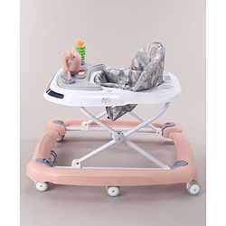 Babyhug Bunny Face 2 In 1 Walker Cum Rocker With 3 Level Adjustable Height & Musical Play Tray With Light -Blue| Adjustable Soft Cushion Seat| Smooth Swivel Wheels| Removable Toy Tray| Compact Fold