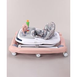 Babyhug Bunny Face 2 In 1 Walker Cum Rocker With 3 Level Adjustable Height & Musical Play Tray With Light -Blue| Adjustable Soft Cushion Seat| Smooth Swivel Wheels| Removable Toy Tray| Compact Fold