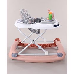 Babyhug Bunny Face 2 In 1 Walker Cum Rocker With 3 Level Adjustable Height & Musical Play Tray With Light -Blue| Adjustable Soft Cushion Seat| Smooth Swivel Wheels| Removable Toy Tray| Compact Fold