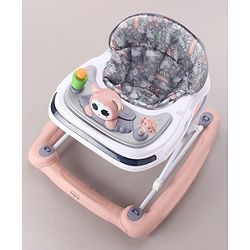 Babyhug Bunny Face 2 In 1 Walker Cum Rocker With 3 Level Adjustable Height & Musical Play Tray With Light -Blue| Adjustable Soft Cushion Seat| Smooth Swivel Wheels| Removable Toy Tray| Compact Fold